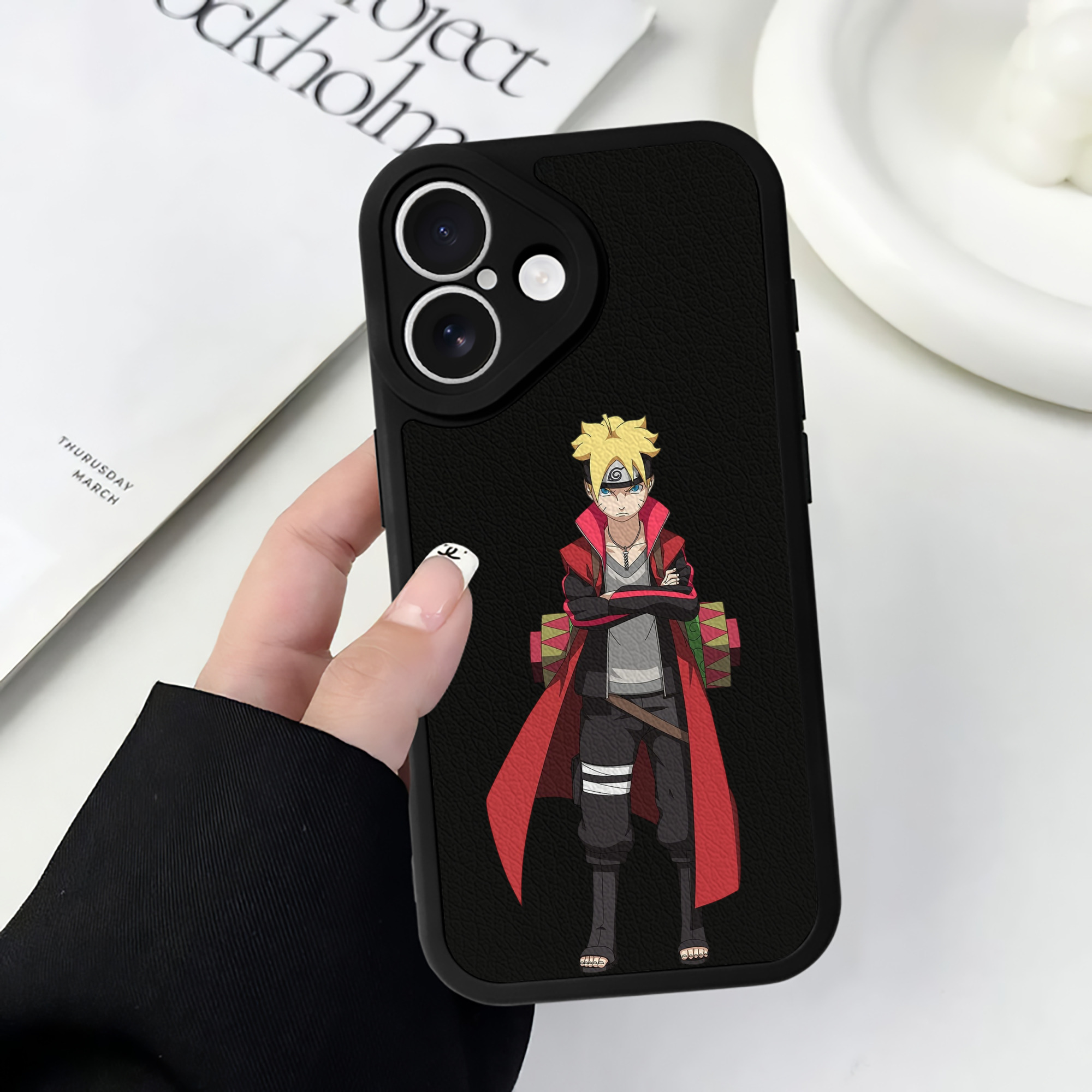 （画像用） NARUTO -ナルト- うずまき ボルト Uzumaki Boruto 【iPhone 16シリーズ対応】シリコンスマホケース（レザー調） 材質：シリコン